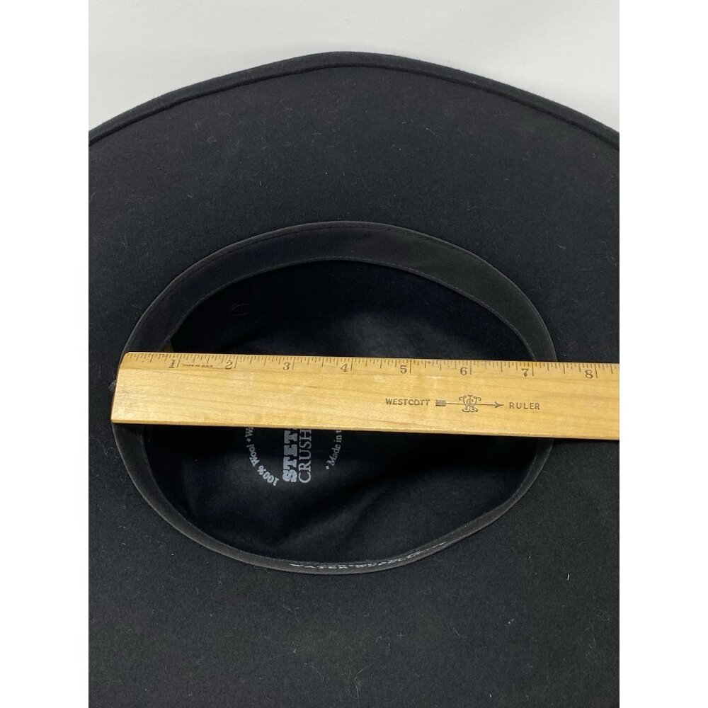 Stetson Crushable Wool Felt Outback Cowboy Hat Size S Black Woven Band Silver - Picture 12 of 13